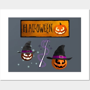 Halloween Pumpkin Witches STICKER PACK Posters and Art